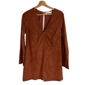 ASTR The Label Faux Suede Burnt Orange 70’s Style Mini Dress